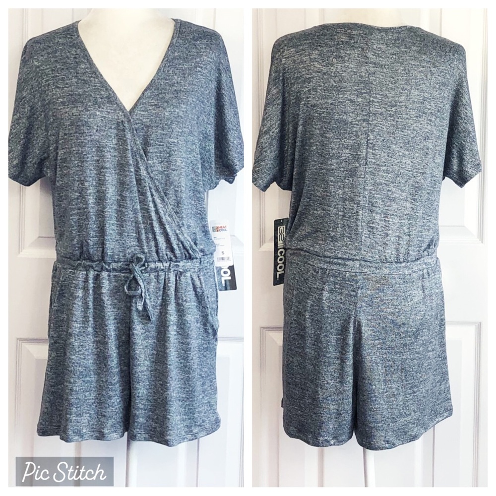 NWT 32 Degrees Cool Indigo Heather Soft Knit Stretch Romper Small